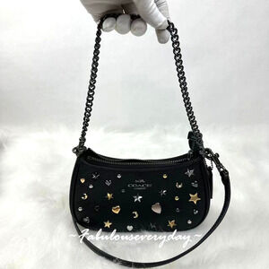 Coach Teri Mini Crossbody Bag With Rivets In Leather/Gunmetal/Black Multi CCE44